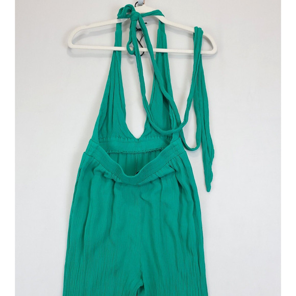 Lilyful Halter Jumpsuit Bow Knot Ankle Pants Deep V Neck Women S Gauzy Green - Picture 5 of 14